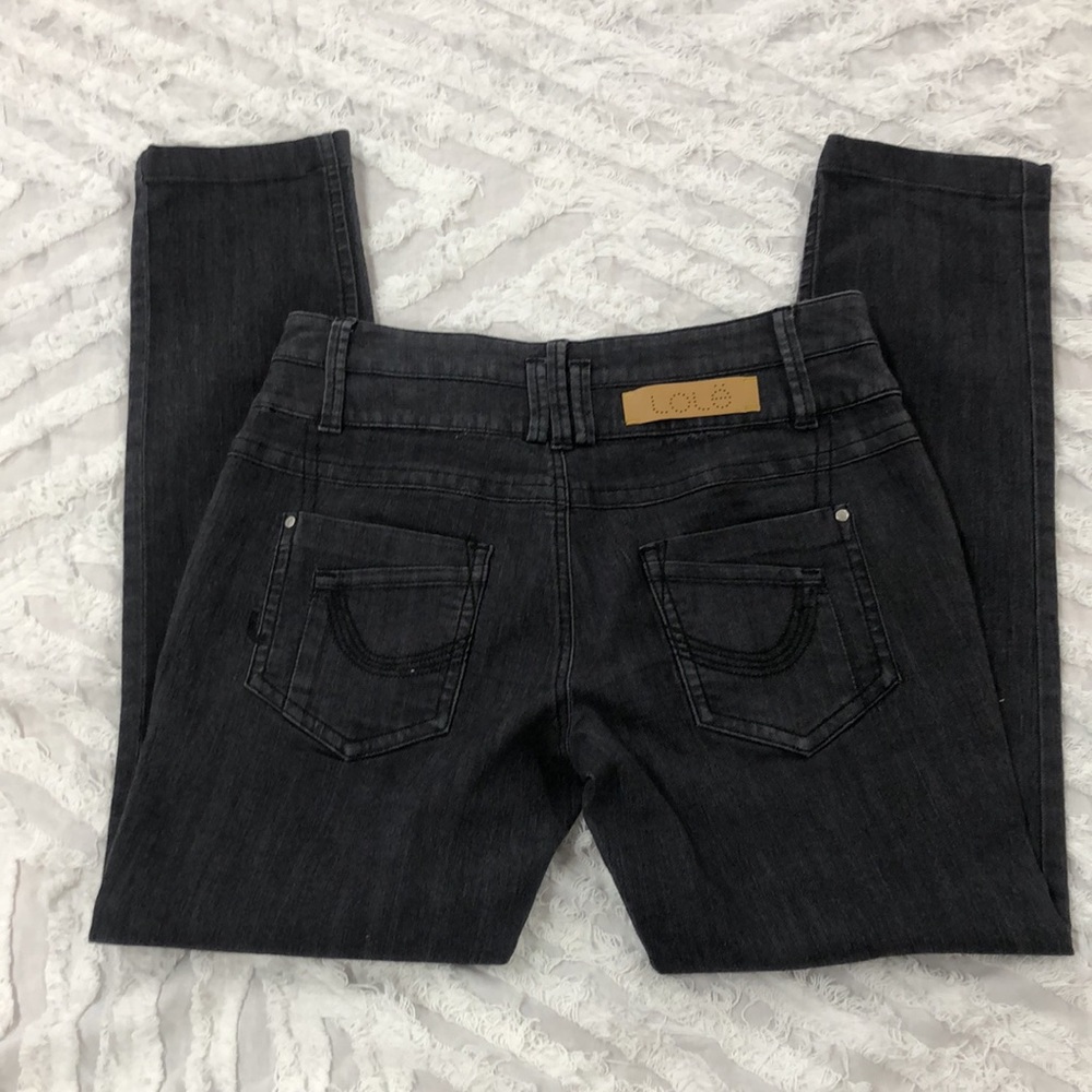 Lole Washed Black Skinny Straight Leg Stretchy Mid-Rise Denim Jeans Size 10